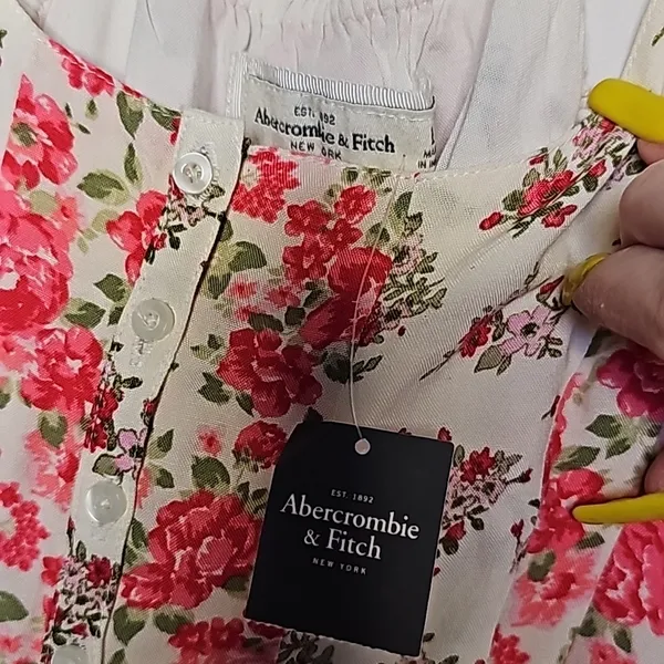 NWT Abercrombie & Fitch summer tea rose floral spagetti strap adjustable dress L - Image 4