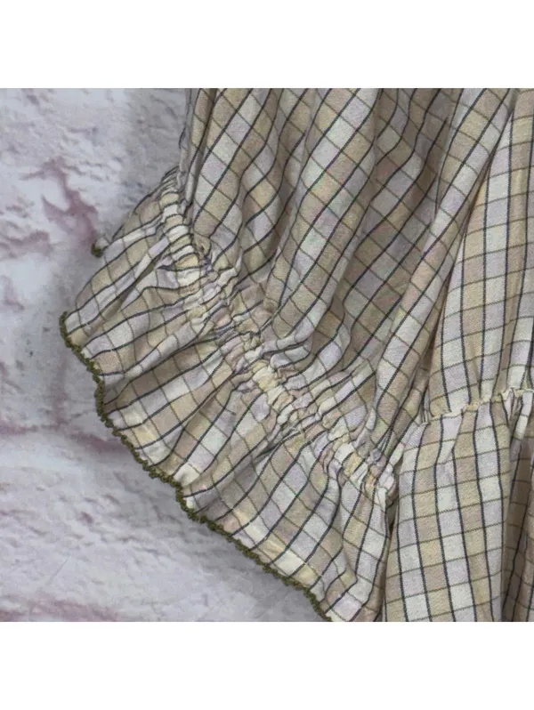 Old Navy Women’s Plaid Smocked Peasant Blouse Size Large Cottagecore Boho NWT - Image 3