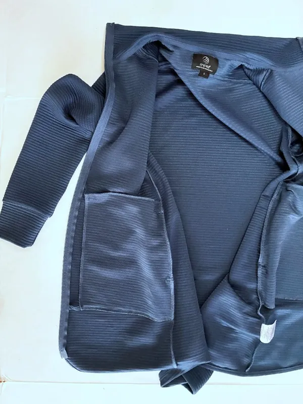 MPG Ottoman Long Full Zip Up Ribbed Sweater Jacket - S - Slate Blue - Image 6