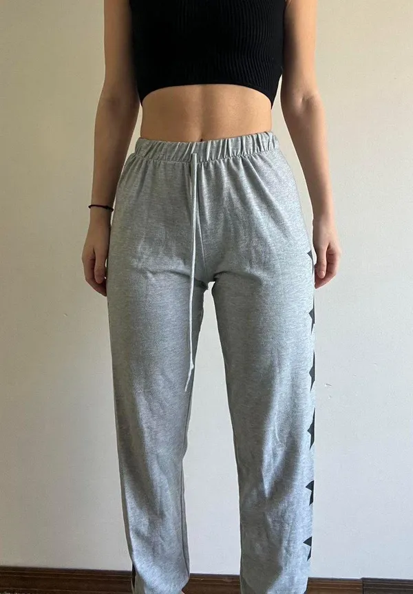 Grey Star Print Sweatpants Gray - Image 5