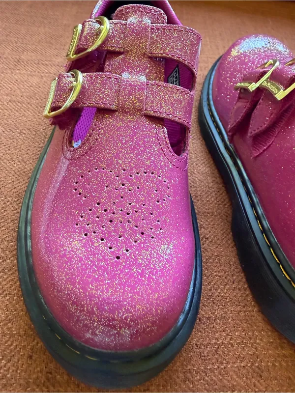 Dr. Martens NEW Women's Youth Mary Jane Glitter Patent Leather Shoe Size 4 or 5 - Image 7