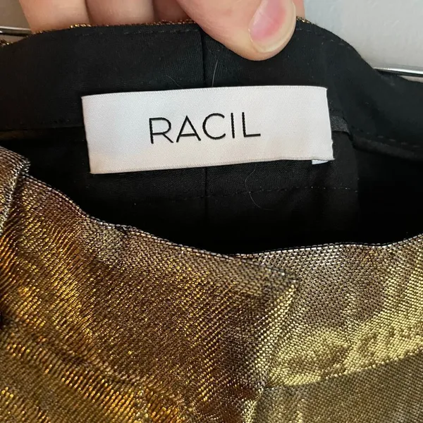 Racil Metallic Gold and Silver Straight Leg Trousers Festive Holiday Party‎ SZ 6 - Image 3