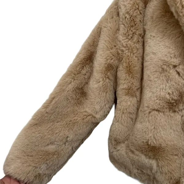 MinkPink Faux Fur Anya‎ Jacket Coat L Tan Fuzzy Plush Cozy Mobwife Party Retro - Image 4