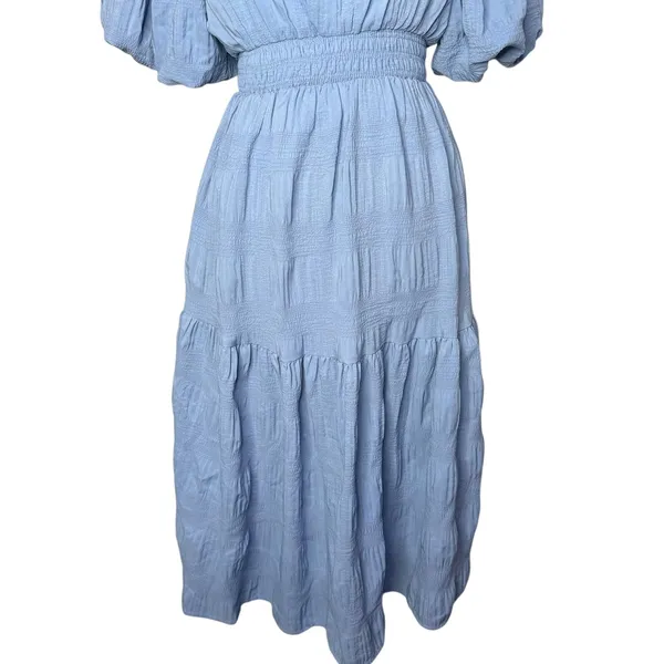HYFVE Smocked Dress Puff Sleeve Tiered‎ Blue Size S Cottagecore Coastal Cowgirl - Image 6