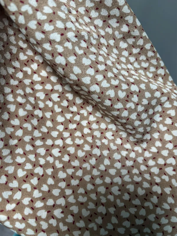 Shein Tan and White Heart Print Halter Dress - Image 6