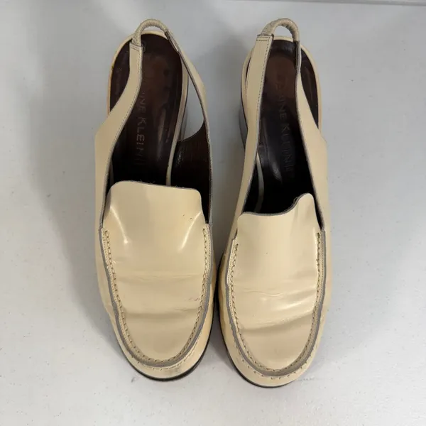 VTG‎ 90s Anne Klein 8 Slingback Chunky Loafer Bratz Block Heel Leather Tan Italy - Image 6