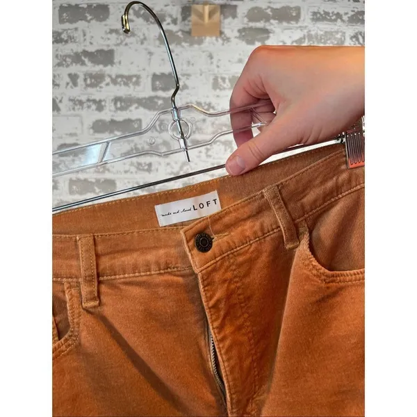 Loft | women Orange corduroy straight leg pants - Image 4