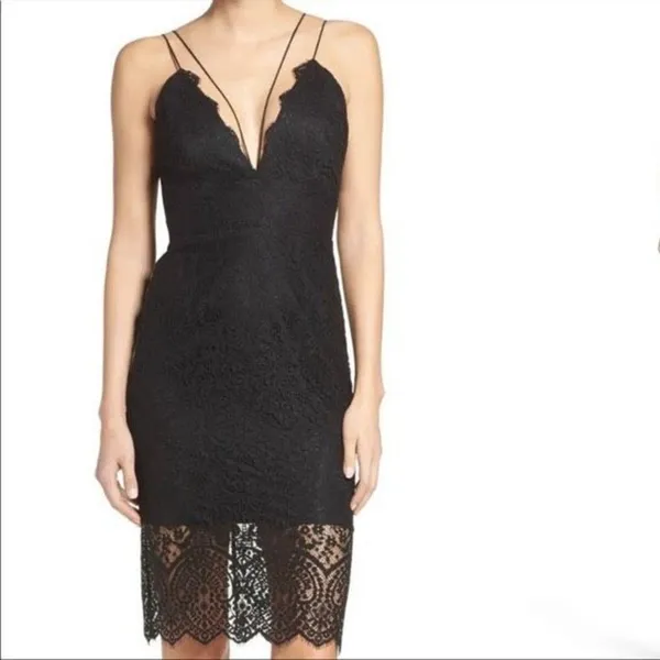 Bardot Women's Sleeveless Laced Floral Scallop Strappy Black Midi Dress Size 4 - Image 3