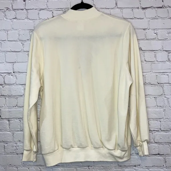 Vintage Southwestern Aztec‎ Sweatshirt Petite Medium Cream Mock Neck Pullover - Image 3