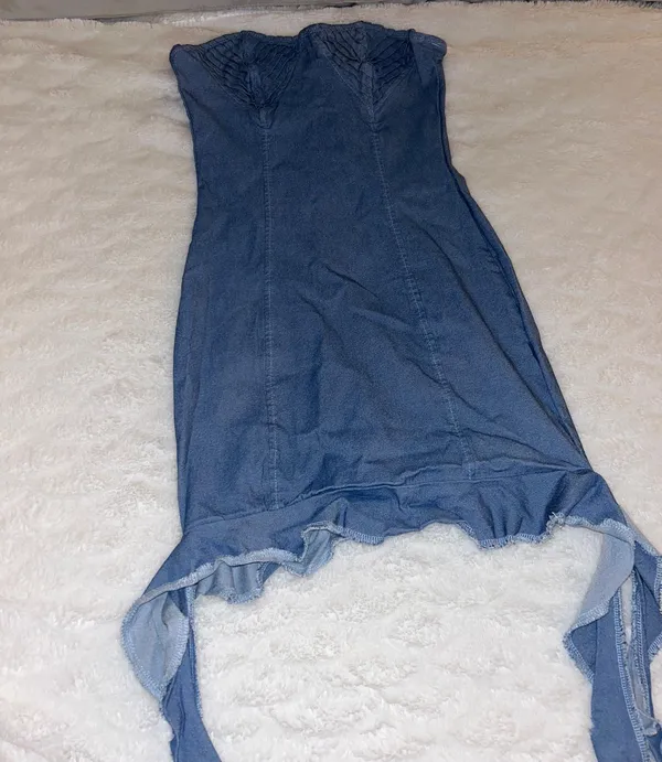 Ruffle Hem Dress Blue Size XS - Image 2