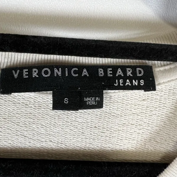 Veronica Beard Sweatshirt Womens Small Cream Ivory Natti Crop‎ French Terry Pima - Image 6