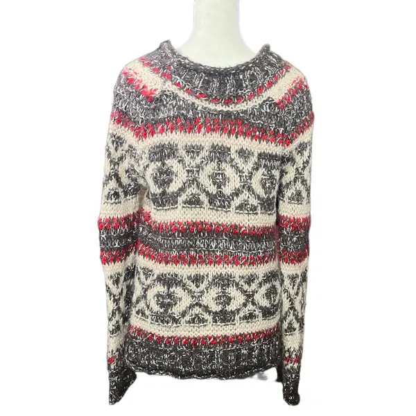 Free People Fair Isle Boho Wool Blend Sweater Size XS - Image 7