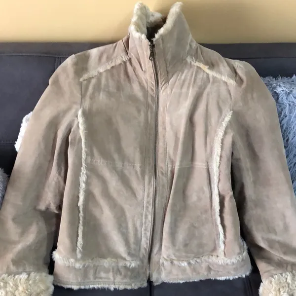 WILSONS LEATHER Tan Suede and Faux Fur Coat Size M - Image 2