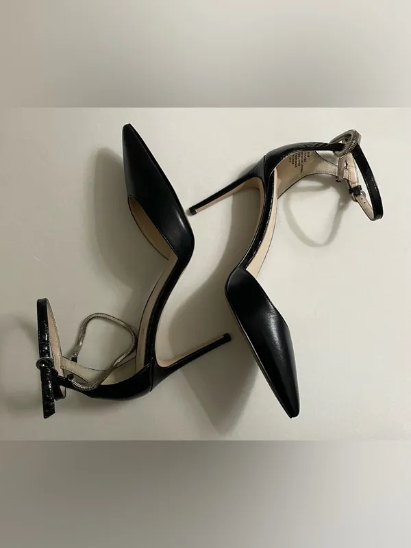 Nine West Black Terasa Pointed-Toe Ankle-Strap & Silver Accents Strap Heels 6.5 - Image 10