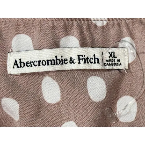 Abercrombie & Fitch Mauve Pink White Polka Dot Slit Midi Skirt Womens Size XL - Image 3