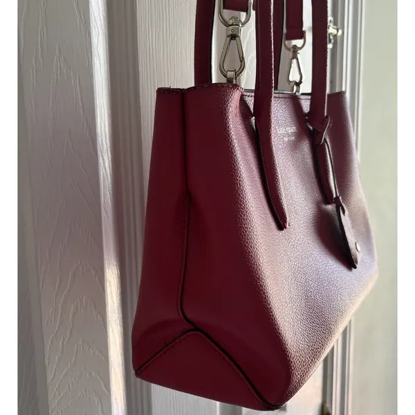 Kate Spade New York Red Leather Satchel Top Handle Crossbody Bag Medium - Image 5