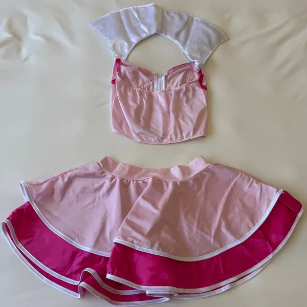 💖✨ Y2K Cosplay Pink Princess Satin Co-Ord Set – Corset Top + Ruffle Skirt Medium ✨💖 - Image 4