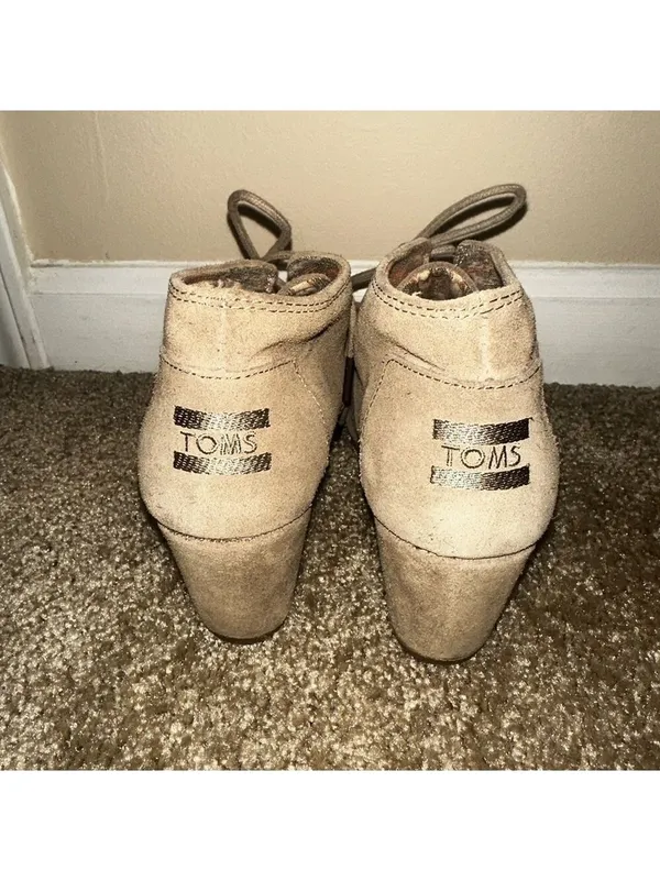 Toms Tan Suede Ankle Wedge Boots Women's Size 7.5 - Image 6