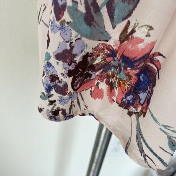 NEW Lovestitch floral midi dress SMALL short flutter sleeves Pockets pink - Image 9