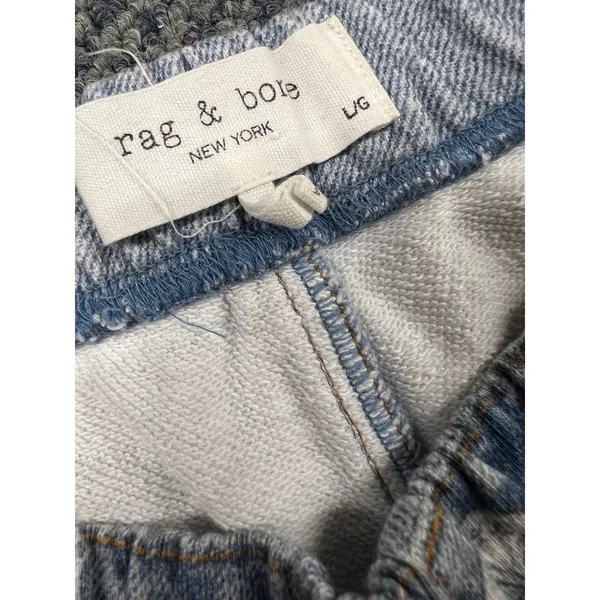 Rag & Bone Miramar Wide Leg Trompe L'oeil Sweatpant Jeans Light Wash L - Image 5