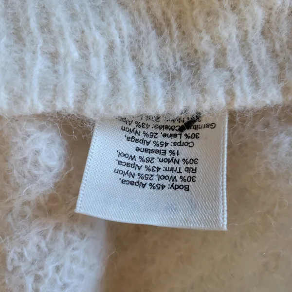 Aritzia Wilfred Alpaca & Wool Cozy Cream Sweater Size L - Image 7