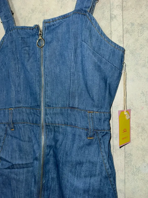 Forever 21 Denim Overall Dress with Zipper Closure - Image 3