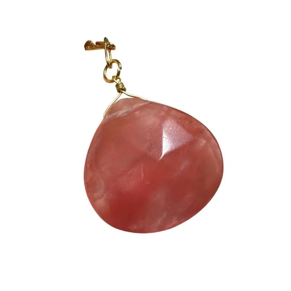Faceted Dyed Quartz Pendant Necklace on Gold-Tone Paperclip Chain - Image 8