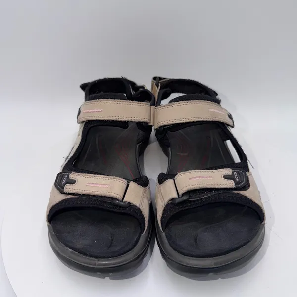 Ecco Yucatan Sandals Beige Black Nubuck Leather Hiking Walking Shoes Women 7-7.5 - Image 3