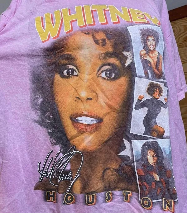Whitney Houston Pink Short Sleeve Graphic Tee 1X - Image 4
