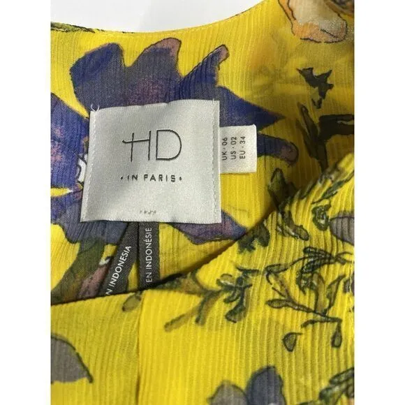 Anthropologie HD In Paris yellow floral ruffle‎ tank top blouse size 2 - Image 2