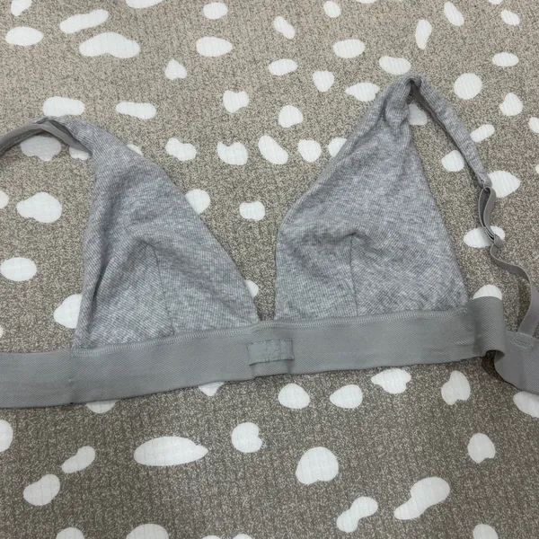 SKIMS bralette cotton ribbed plunge vneck heather gray adjustable - Image 4