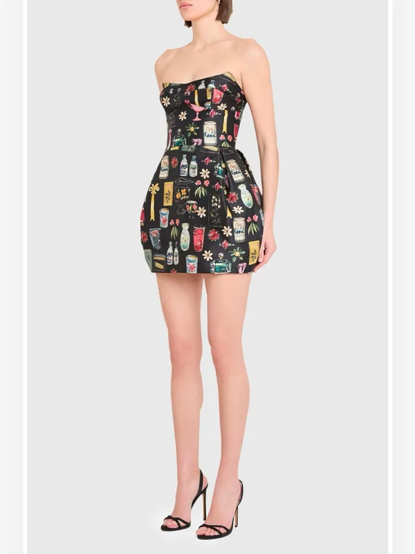 Amanda Uprichard Bowery Mixed Print Strapless Cocktail Minidress Size XS - Image 3