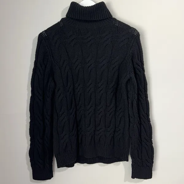 J Brand‎ Sweater Women's Medium Noella 100% Wool Cable Knit Turtleneck Chunky - Image 6