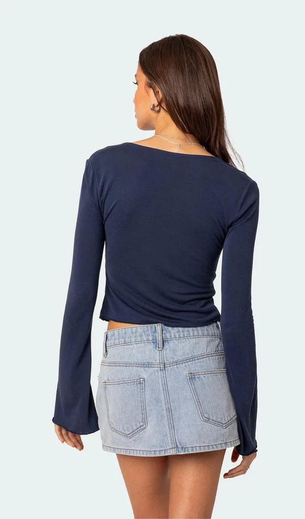 Edikted Long Sleeve Twist Front Top - Image 4