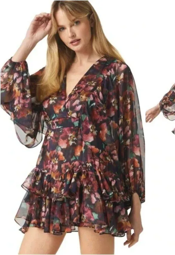 NWT Misa Los Angeles Jolene Libra Fleur Chiffon Mini Dress Size Small - Image 11