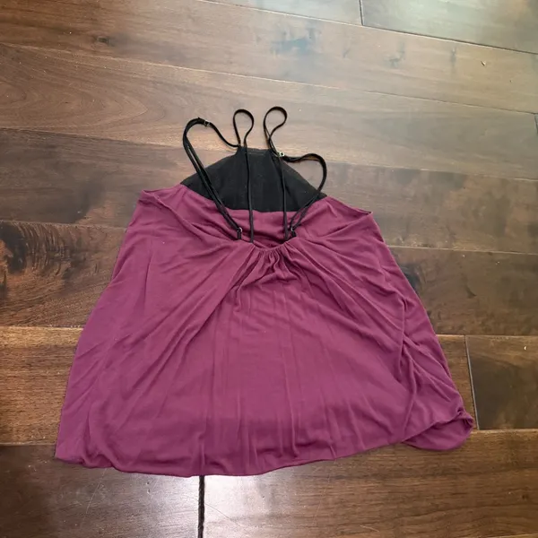 Beaded Accent Knit Halter Top Size Medium Purple Plum & Black - Image 5