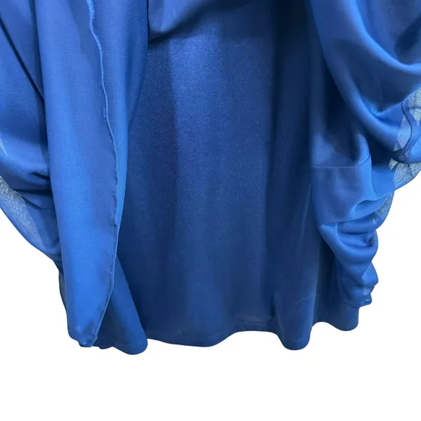 David's Bridal Navy Blue Sleeveless Chiffon Draped Pleated Bride's Maid‎ Dress 8 - Image 5