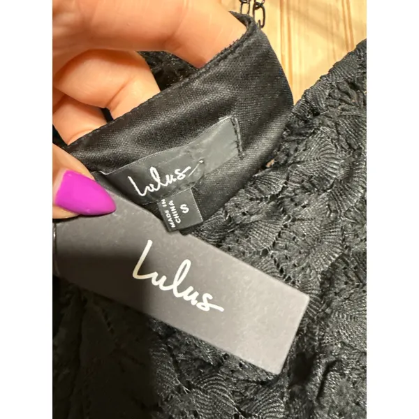 NWT Lulus Melosa Black Textured Ruffled Mini Dress LBD Sheath Party Resort Sz S - Image 7