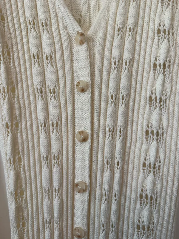 12th Tribe Nicoletta Cream Knit Longline Top - Image 5