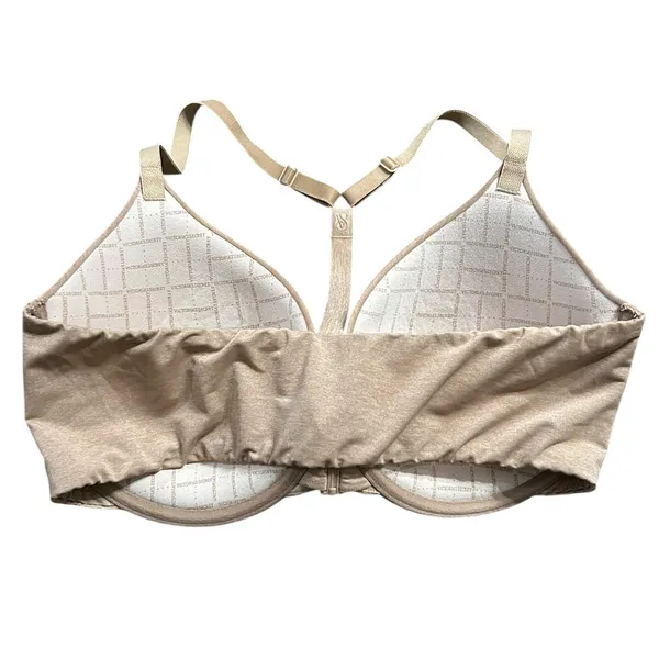 Victorias Secret Racerback Semi Demi Bra Front Closure Beige 34DD Champagne - Image 4