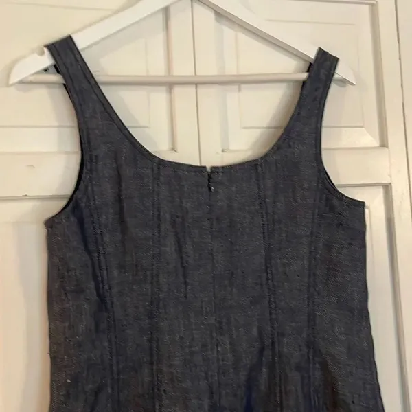 Talbots 100% linen denim look seamed fitted tank dress 8 - Image 7