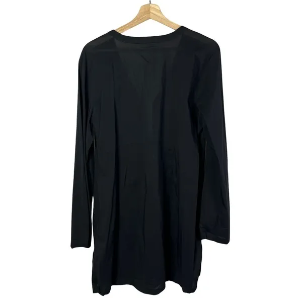 Athleta Black V-Neck Light Weight Long Sleeve Printed Swim Coverup S‎ - Image 2