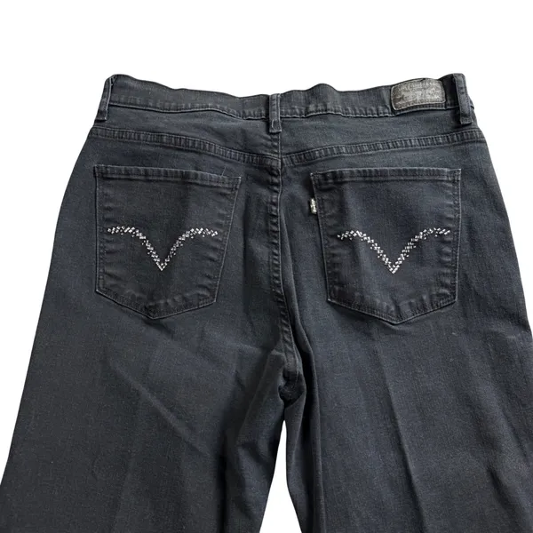 Levi's 512 Slimming Bootcut Jeans Size 14 Short Black Studded Pocket Stretch‎ - Image 5