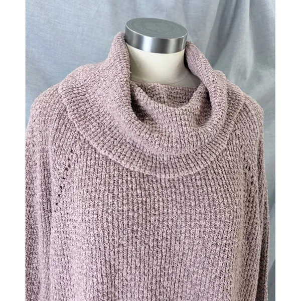 Free People By Your Side Mauve Chunky Cowl Neck Oversized Sweater Small - Image 2