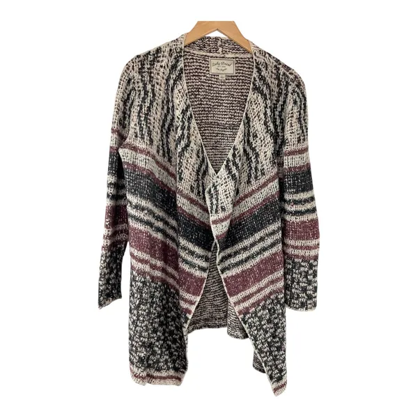 Lucky Brand Open Front Cardigan Sweater Knit‎ Bohemian Style Striped - Image 4