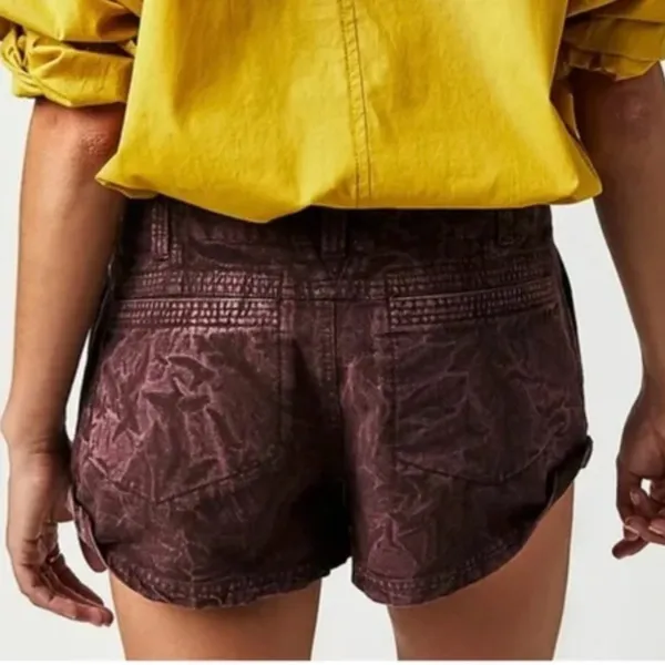 Free People Shorts Sz 0 Purple NWT Low Rise Button Fly Point Dume Chino Festival - Image 2