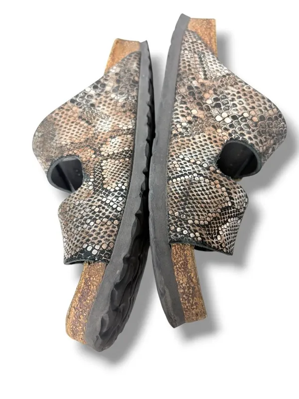 Birkenstock Arizona Soft Footbed Pewter Python Print Sandals EU 38 US 7 - Image 9