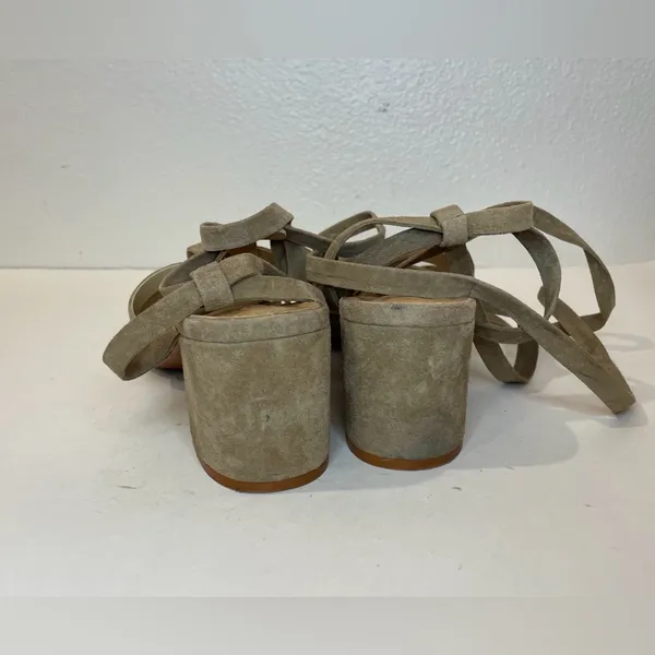 Schutz Sandals Tan Lace Up Block Heel Melancy Strappy Size‎ 7.5 - Image 9