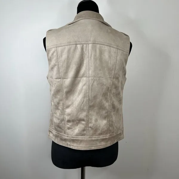 Philosophy Faux Suede/Leather Zip Front Vest‎ Size Small - Image 3