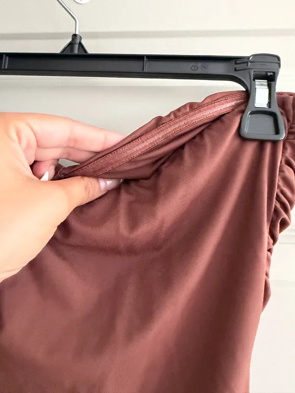 Brown Ruched Strapless Bodysuit Size M - Image 5